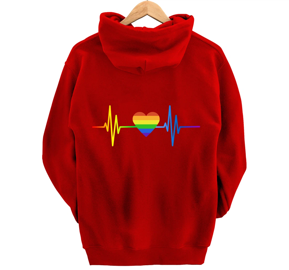 LGBT Pride Heartbeat Gay Lesbian Transgender Frequency Pullover Hoodie