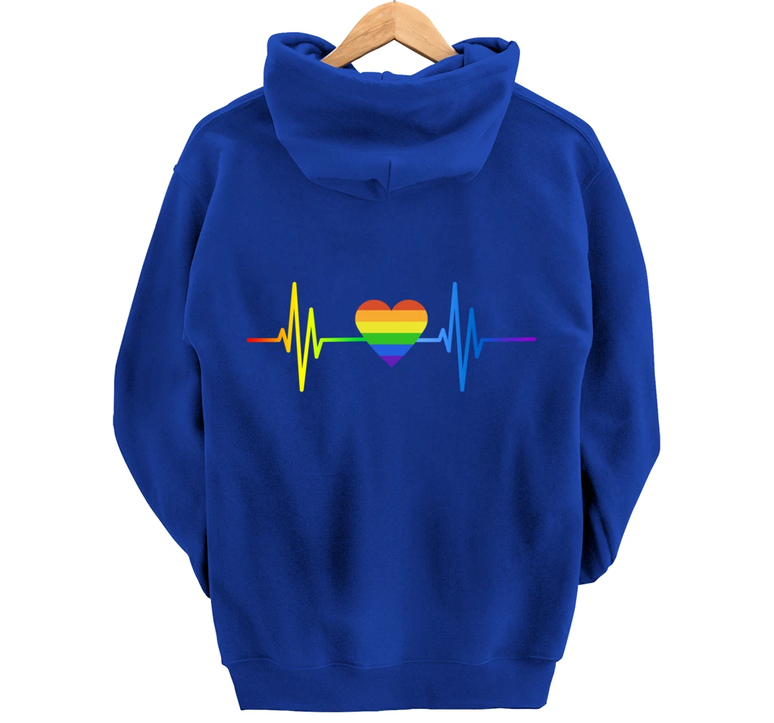 LGBT Pride Heartbeat Gay Lesbian Transgender Frequency Pullover Hoodie