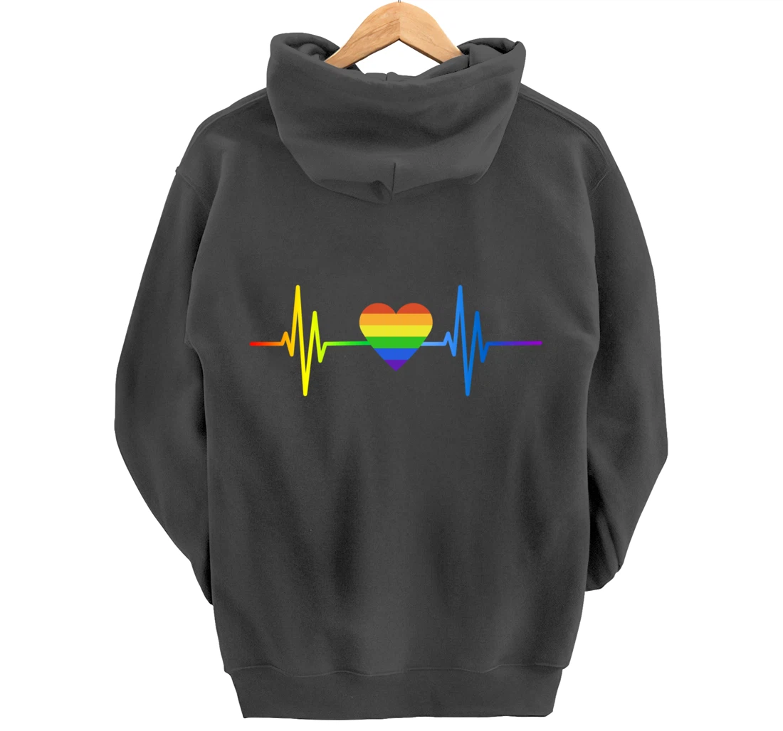 LGBT Pride Heartbeat Gay Lesbian Transgender Frequency Pullover Hoodie