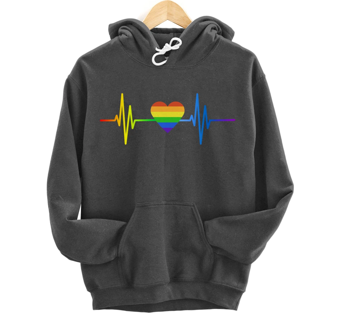 LGBT Pride Heartbeat Gay Lesbian Transgender Frequency Pullover Hoodie