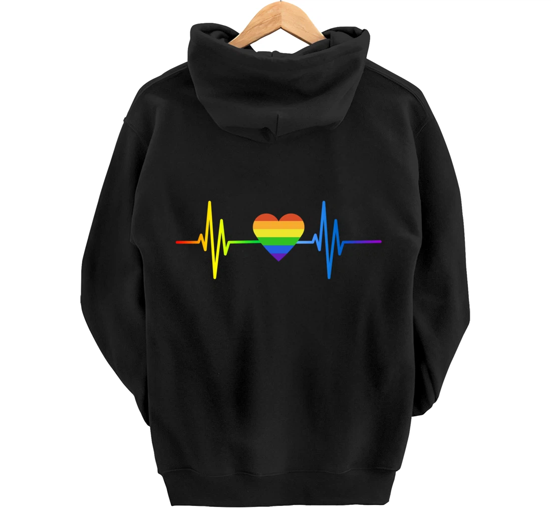 LGBT Pride Heartbeat Gay Lesbian Transgender Frequency Pullover Hoodie