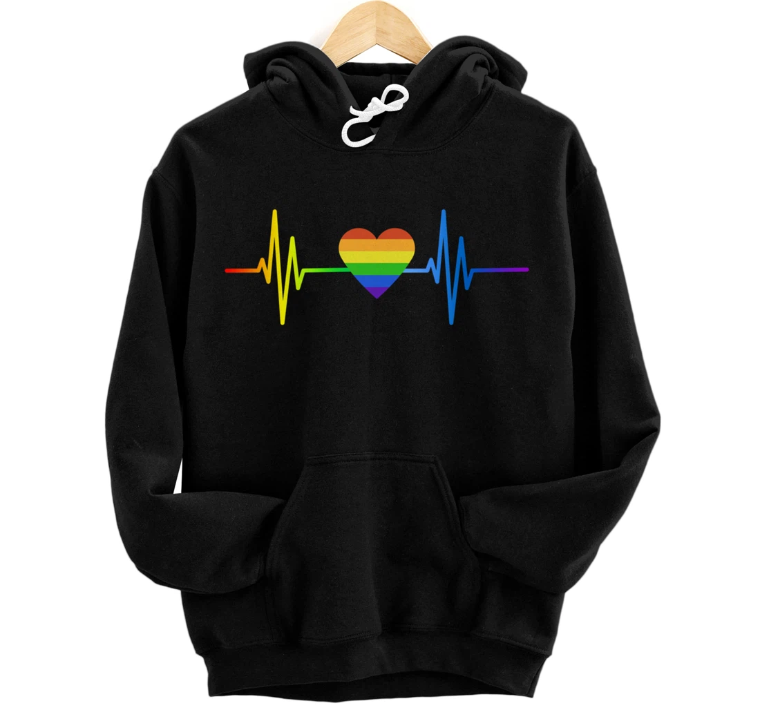 LGBT Pride Heartbeat Gay Lesbian Transgender Frequency Pullover Hoodie