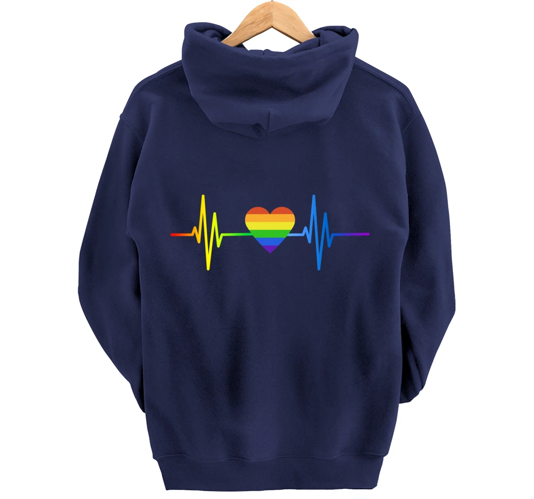 LGBT Pride Heartbeat Gay Lesbian Transgender Frequency Pullover Hoodie