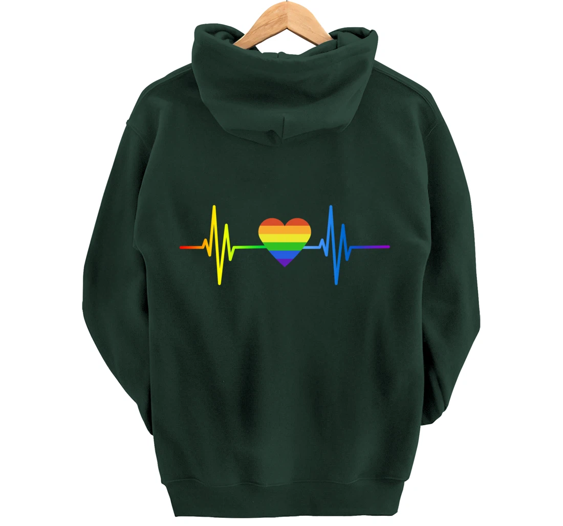 LGBT Pride Heartbeat Gay Lesbian Transgender Frequency Pullover Hoodie