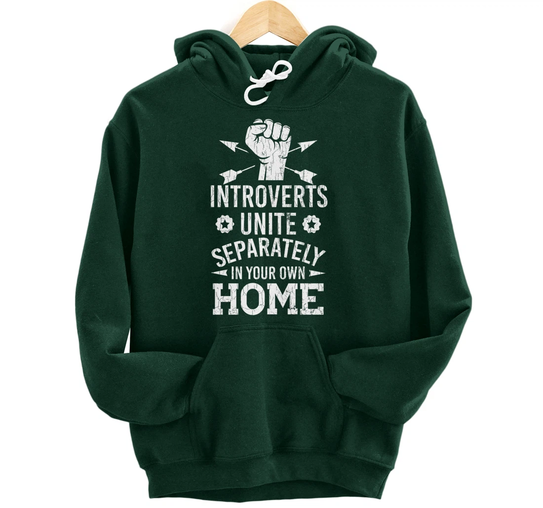 Introverts Unite Separately In Your Own Homes Funny Graphic Pullover Hoodie