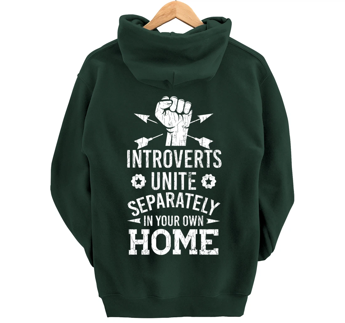 Introverts Unite Separately In Your Own Homes Funny Graphic Pullover Hoodie