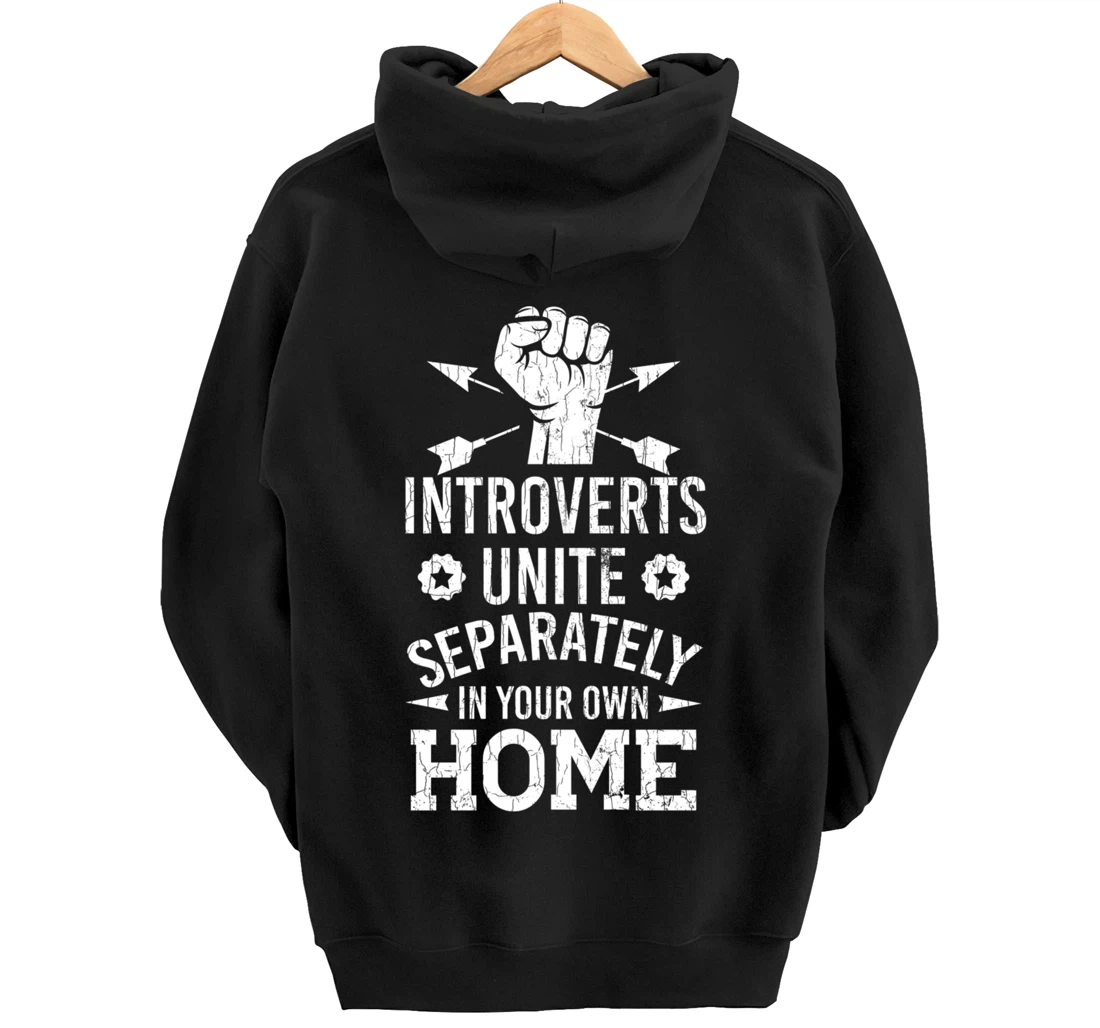 Introverts Unite Separately In Your Own Homes Funny Graphic Pullover Hoodie