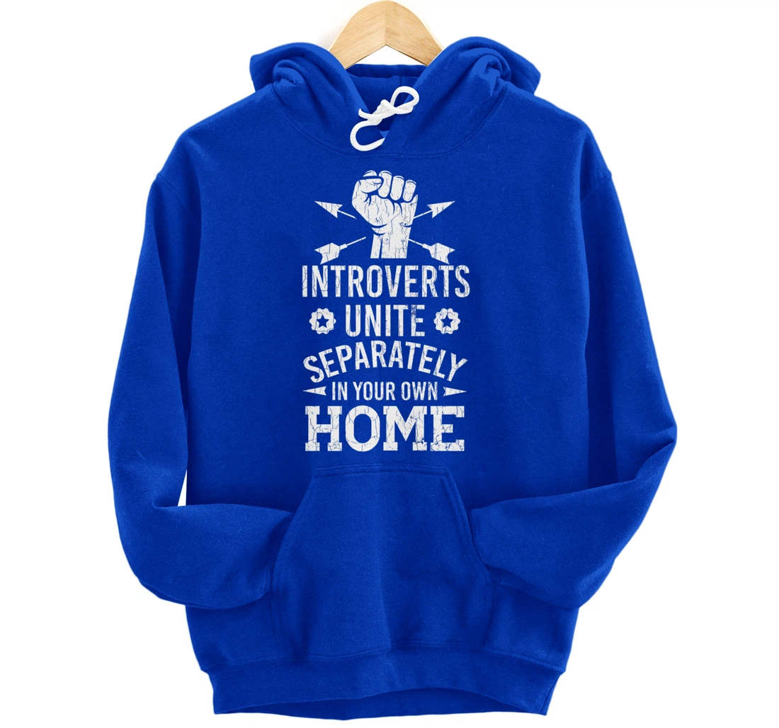 Introverts Unite Separately In Your Own Homes Funny Graphic Pullover Hoodie