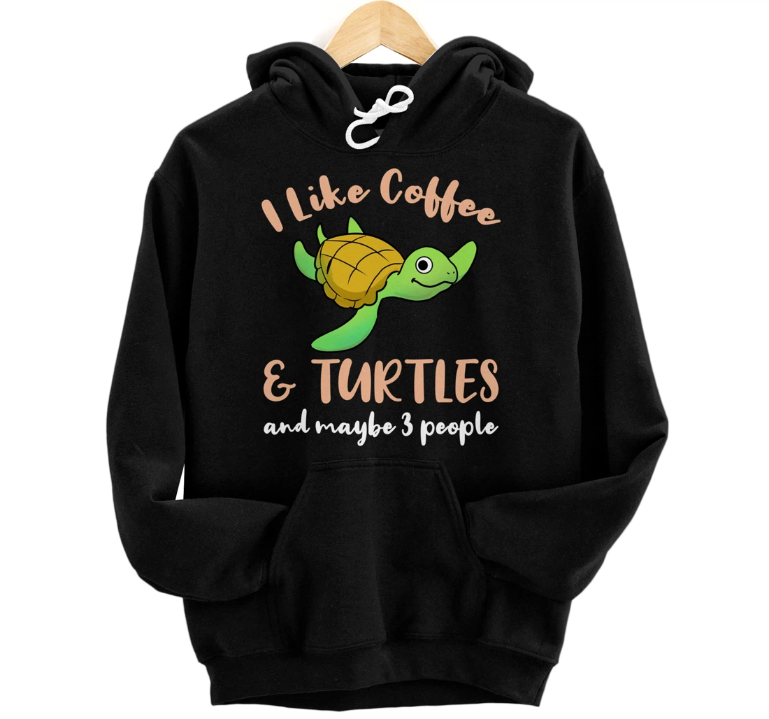 I Like Coffee And Turtles And Maybe 3 People Pullover Hoodie