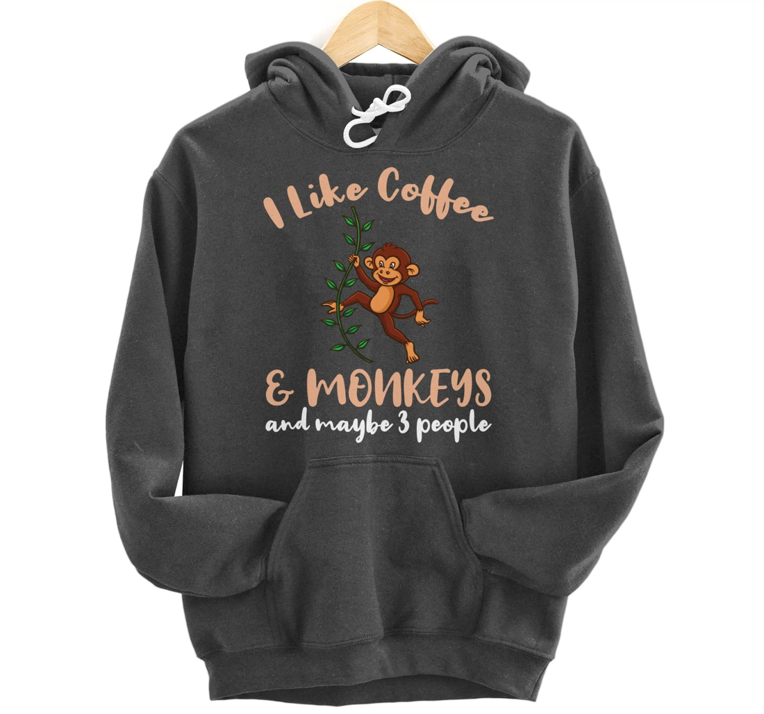 I Like Coffee And Monkeys And Maybe 3 People Pullover Hoodie