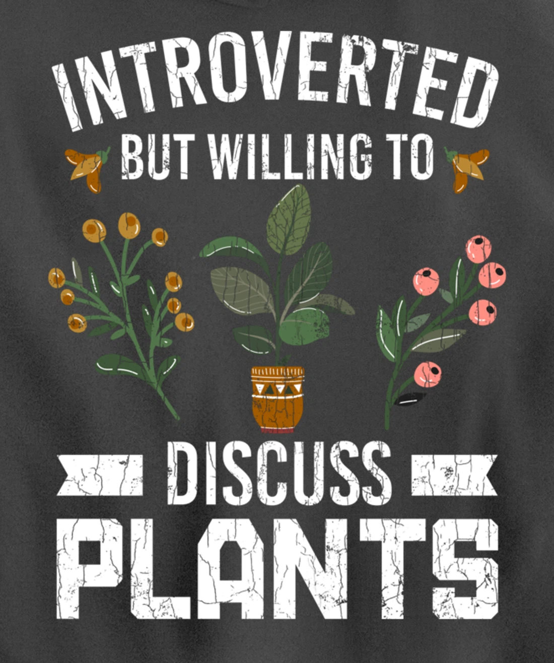 Introverted But Willing To Discuss Plants Funny Graphic Pullover Hoodie