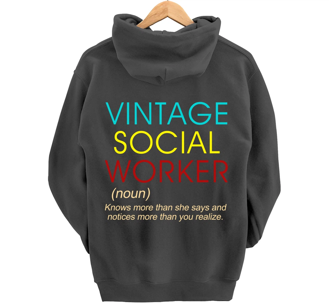 Vintage Social Worker Definition Caseworker Public Servant Pullover Hoodie