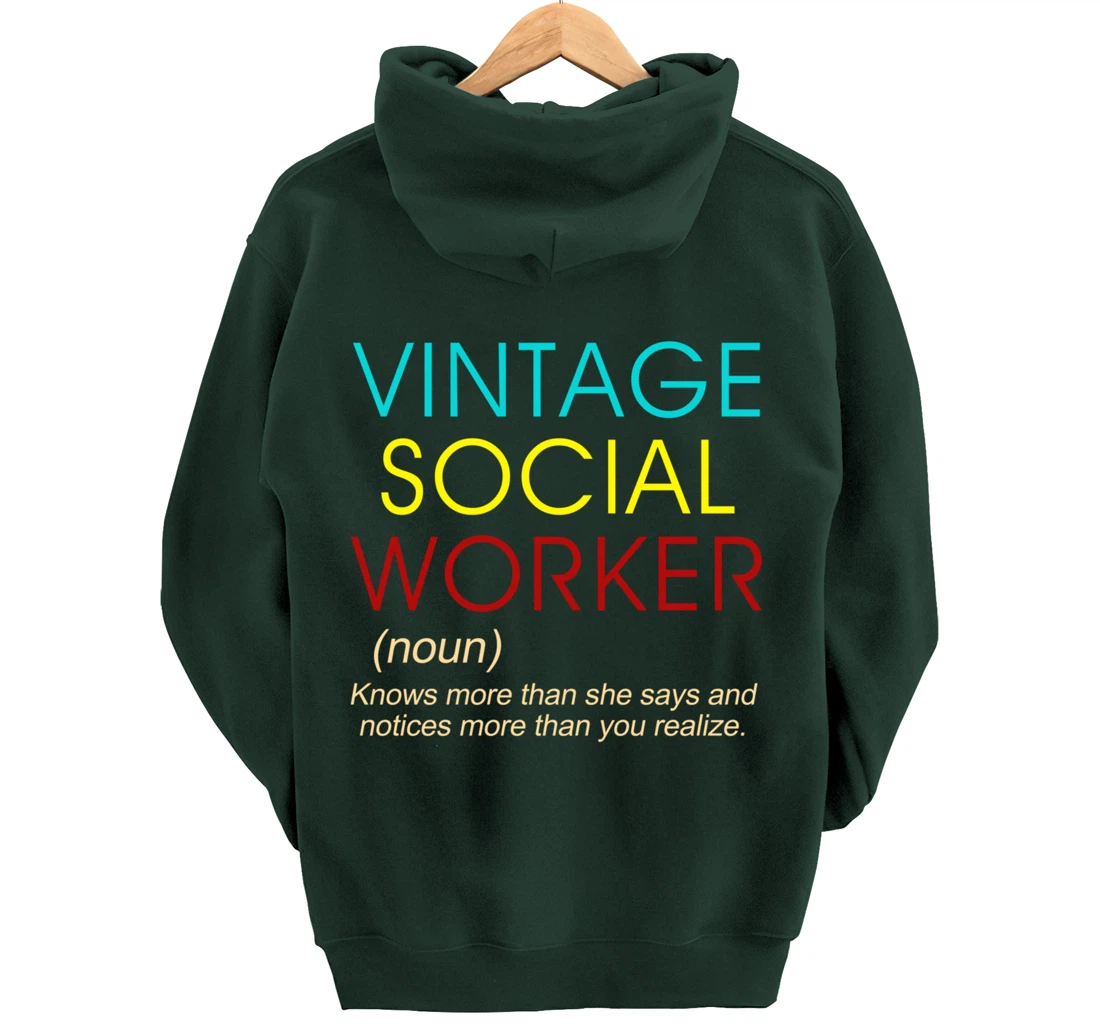 Vintage Social Worker Definition Caseworker Public Servant Pullover Hoodie