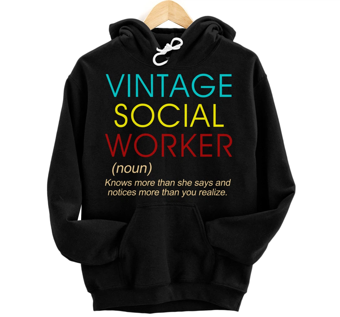 Vintage Social Worker Definition Caseworker Public Servant Pullover Hoodie