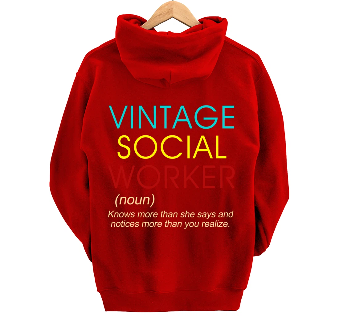 Vintage Social Worker Definition Caseworker Public Servant Pullover Hoodie