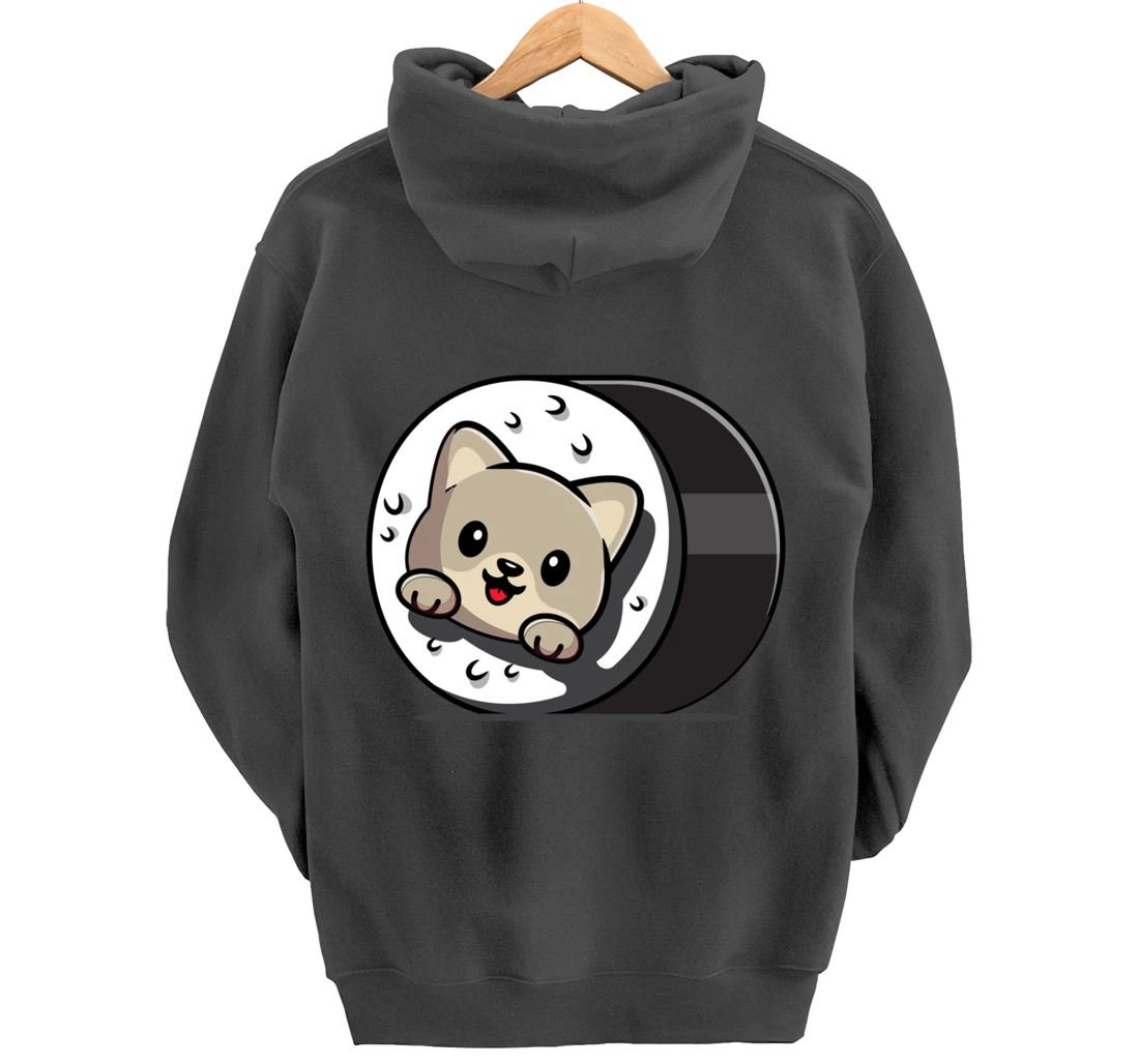 Funny Cat Sushi Kitty Japanese Dish Raw Seafood Food Lover Pullover Hoodie