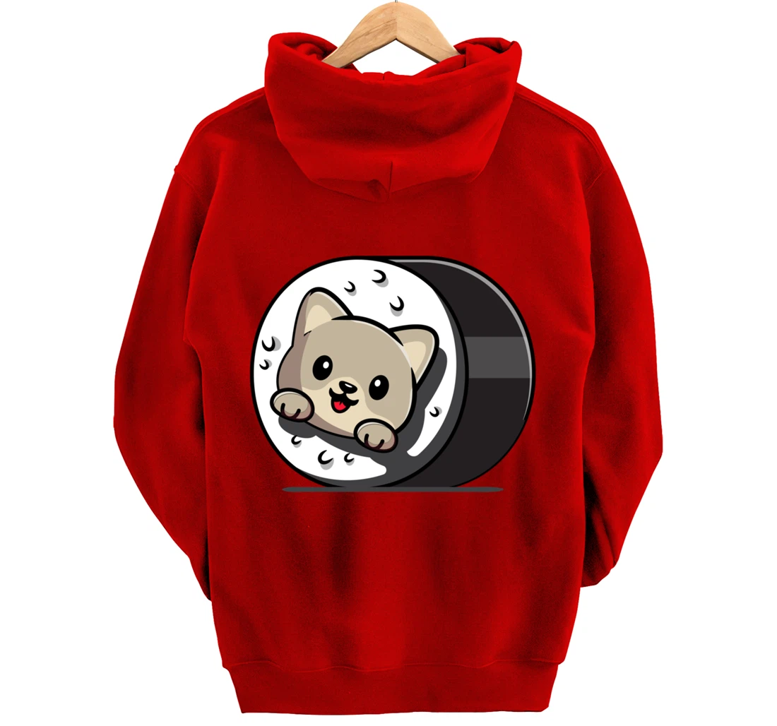 Funny Cat Sushi Kitty Japanese Dish Raw Seafood Food Lover Pullover Hoodie