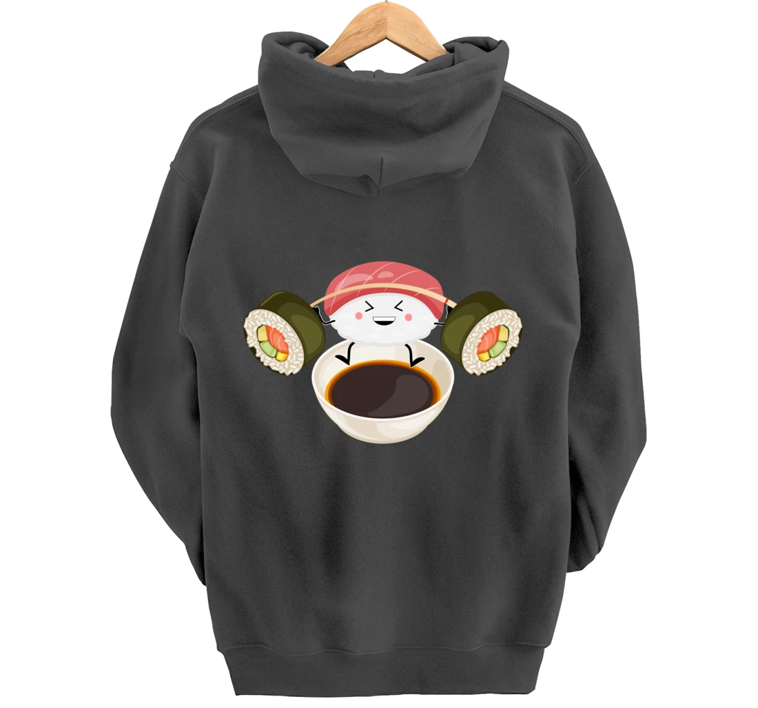 Funny Sushi Weight Lifting Japanese Food Gym Work-Out Pullover Hoodie