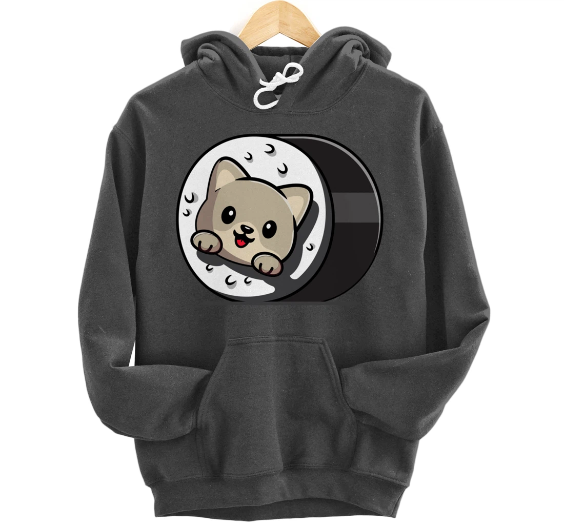Funny Cat Sushi Kitty Japanese Dish Raw Seafood Food Lover Pullover Hoodie