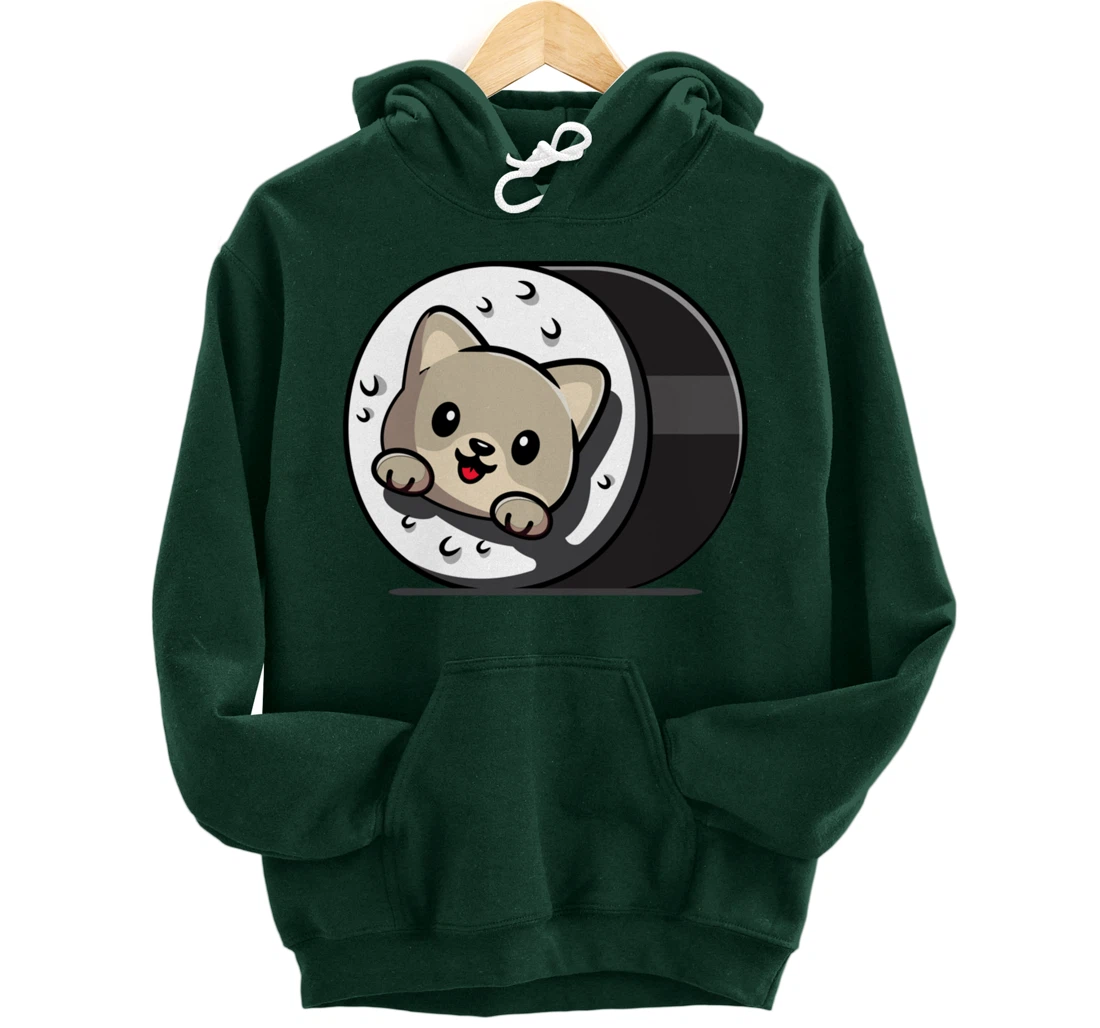 Funny Cat Sushi Kitty Japanese Dish Raw Seafood Food Lover Pullover Hoodie