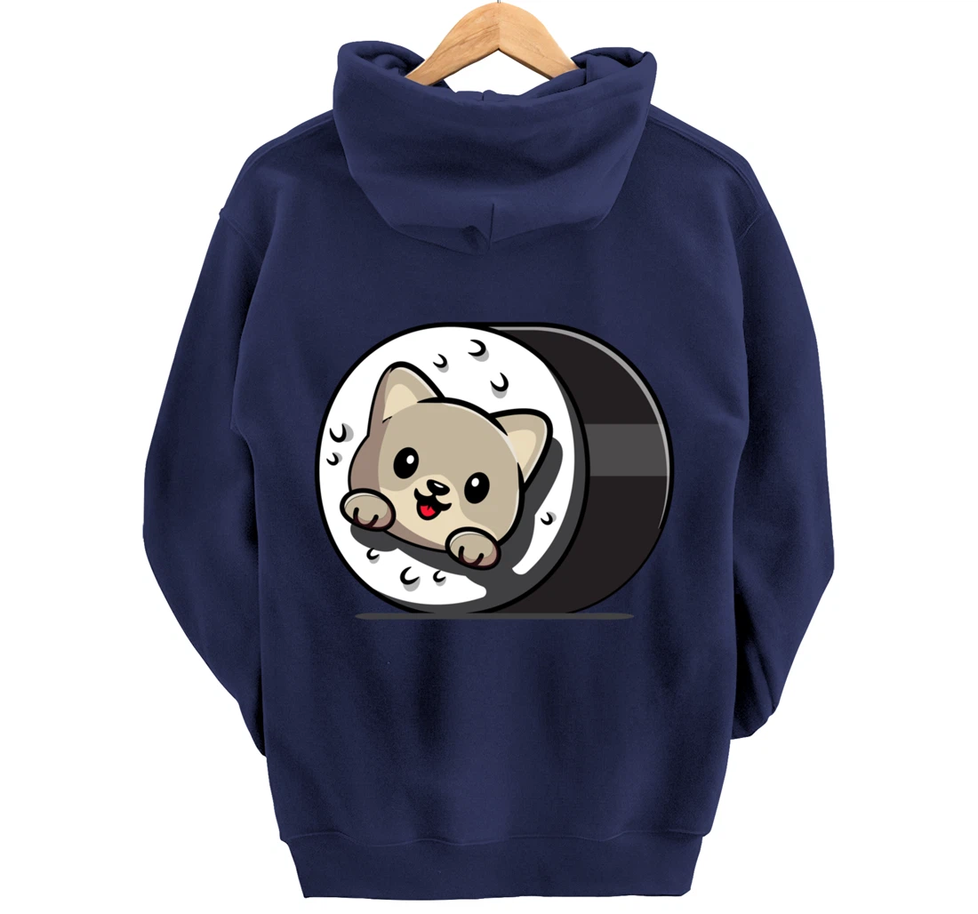 Funny Cat Sushi Kitty Japanese Dish Raw Seafood Food Lover Pullover Hoodie