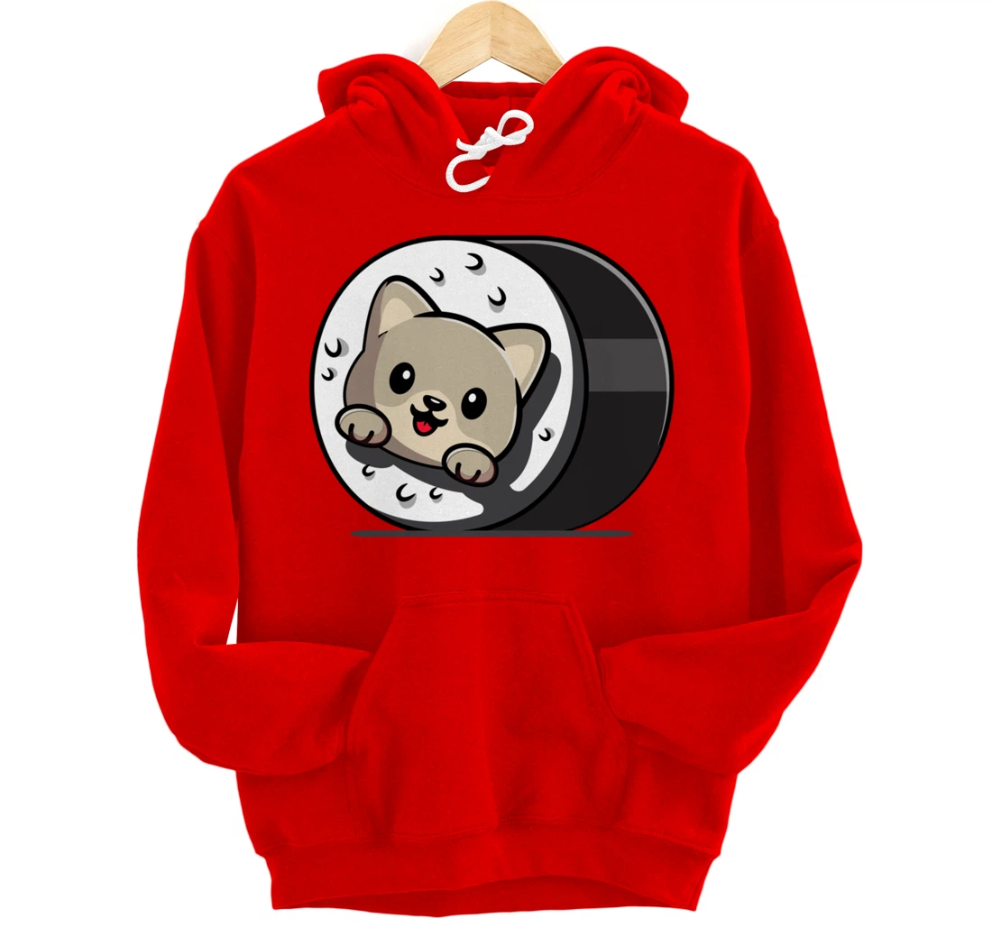 Funny Cat Sushi Kitty Japanese Dish Raw Seafood Food Lover Pullover Hoodie
