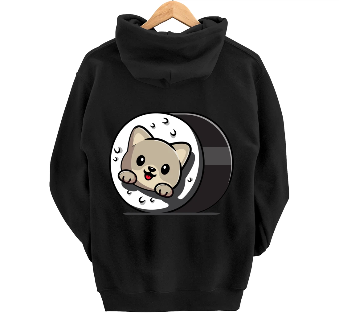 Funny Cat Sushi Kitty Japanese Dish Raw Seafood Food Lover Pullover Hoodie