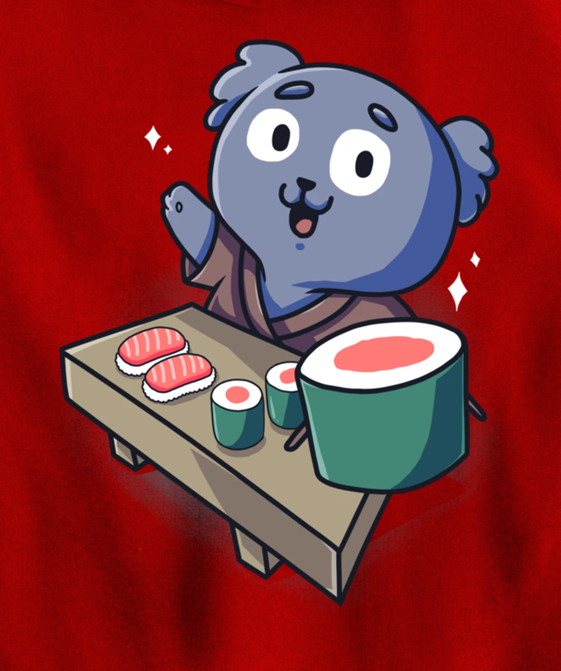 Sushi Koala Chef Cartoon Animals Japanese Food Sushi Bear Pullover Hoodie