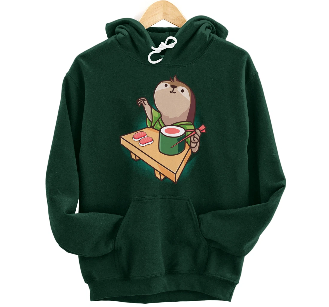 Sushi Sloth Chef Cartoon Animals Japanese Food Sushi Fan Pullover Hoodie