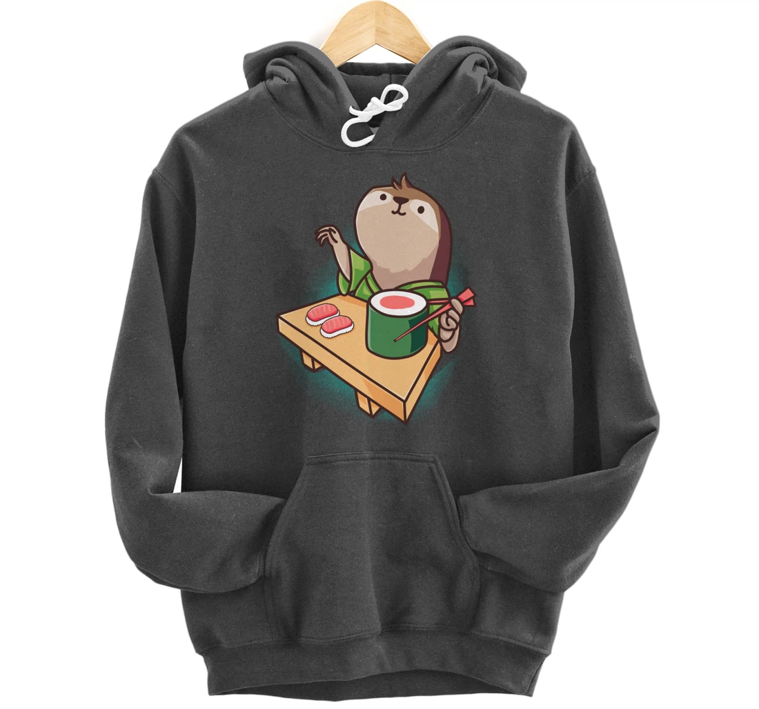 Sushi Sloth Chef Cartoon Animals Japanese Food Sushi Fan Pullover Hoodie