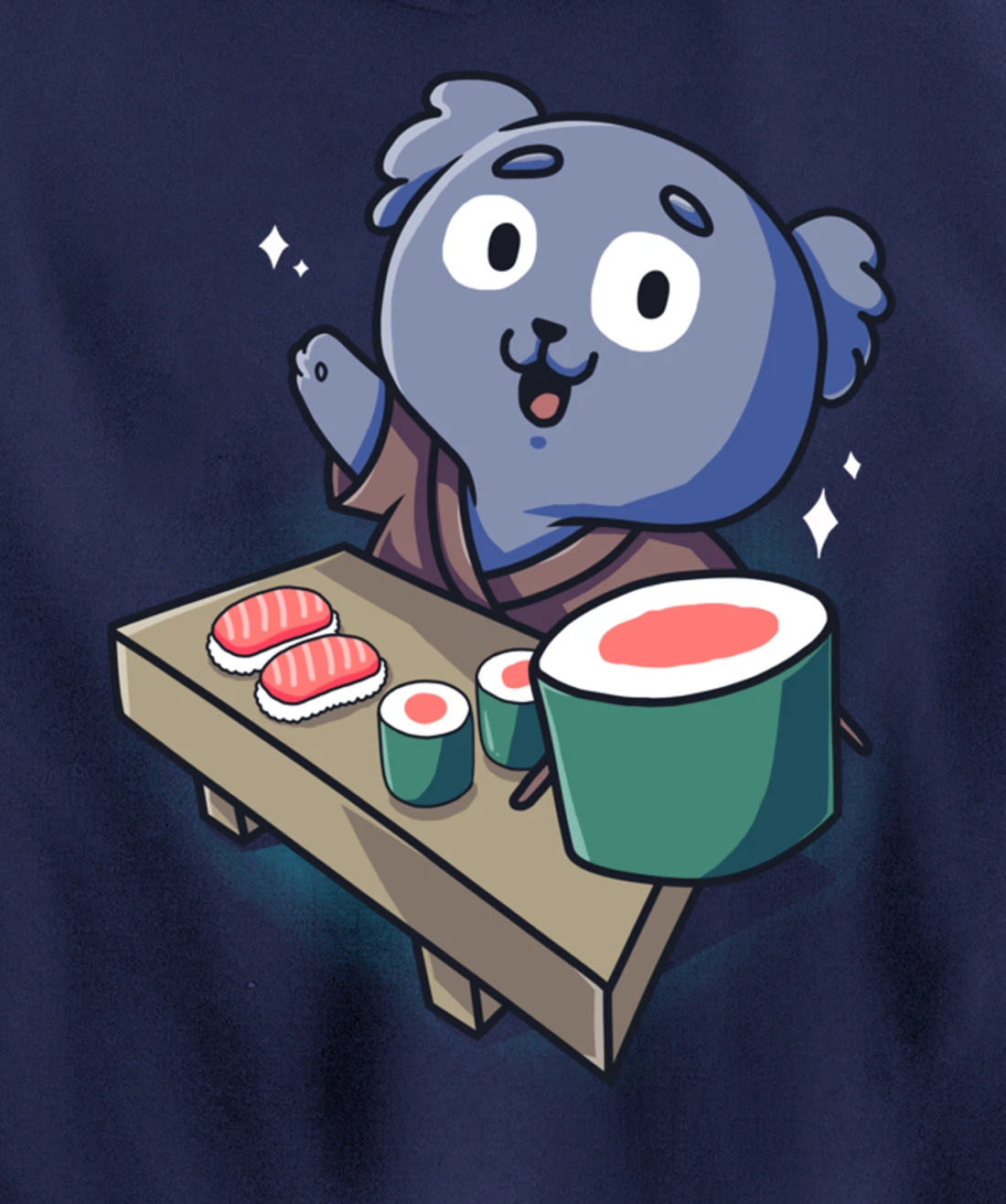 Sushi Koala Chef Cartoon Animals Japanese Food Sushi Bear Pullover Hoodie