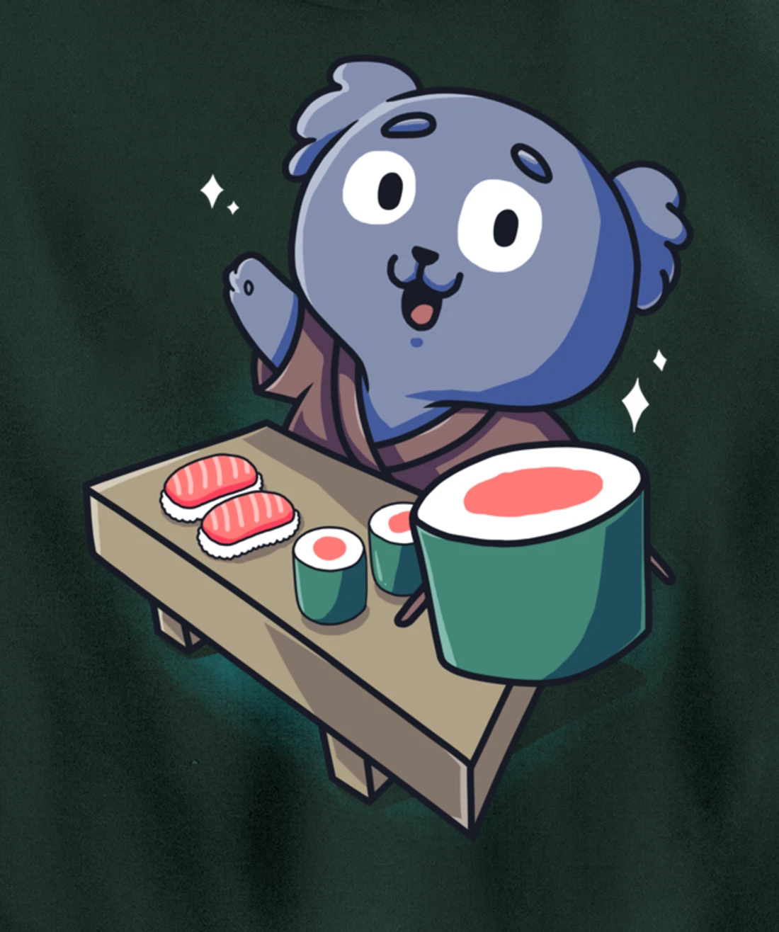 Sushi Koala Chef Cartoon Animals Japanese Food Sushi Bear Pullover Hoodie