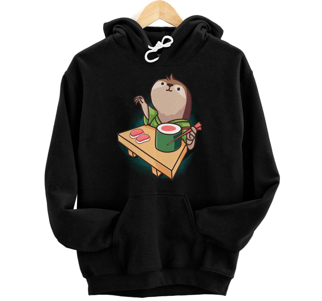 Sushi Sloth Chef Cartoon Animals Japanese Food Sushi Fan Pullover Hoodie