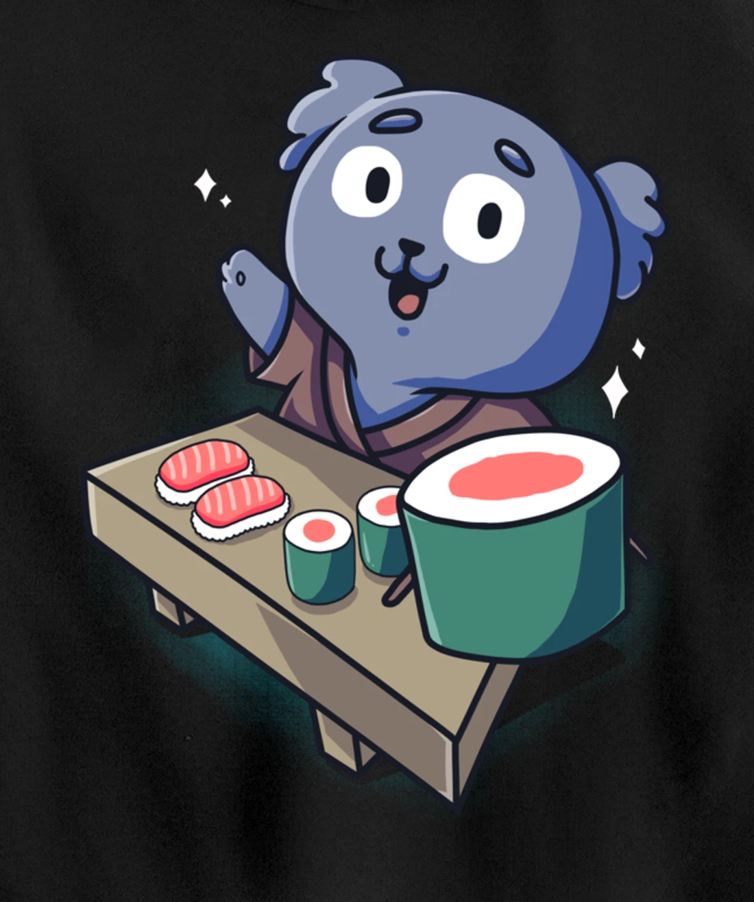 Sushi Koala Chef Cartoon Animals Japanese Food Sushi Bear Pullover Hoodie