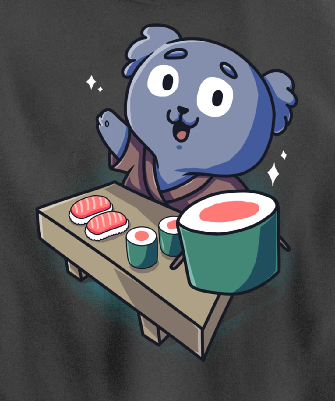 Sushi Koala Chef Cartoon Animals Japanese Food Sushi Bear Pullover Hoodie