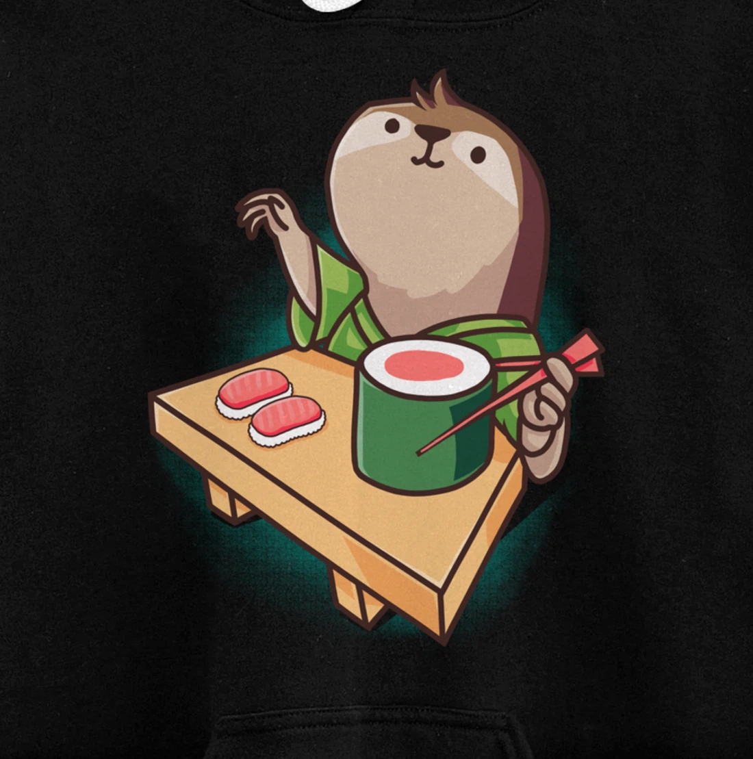 Sushi Sloth Chef Cartoon Animals Japanese Food Sushi Fan Pullover Hoodie