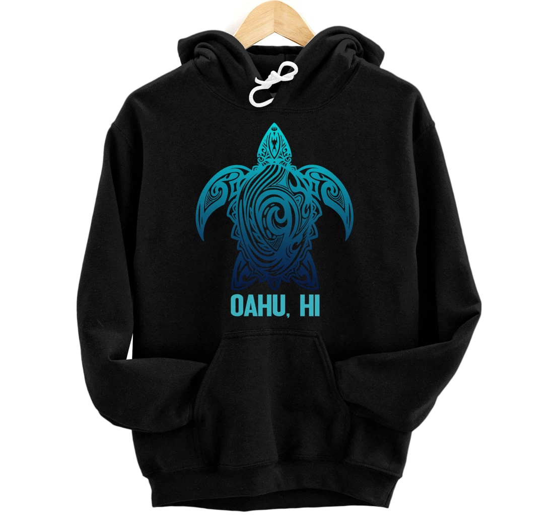 Oahu Hawaii Tribal Sea Turtle Hawaiian Surfer Scuba Diving Pullover Hoodie