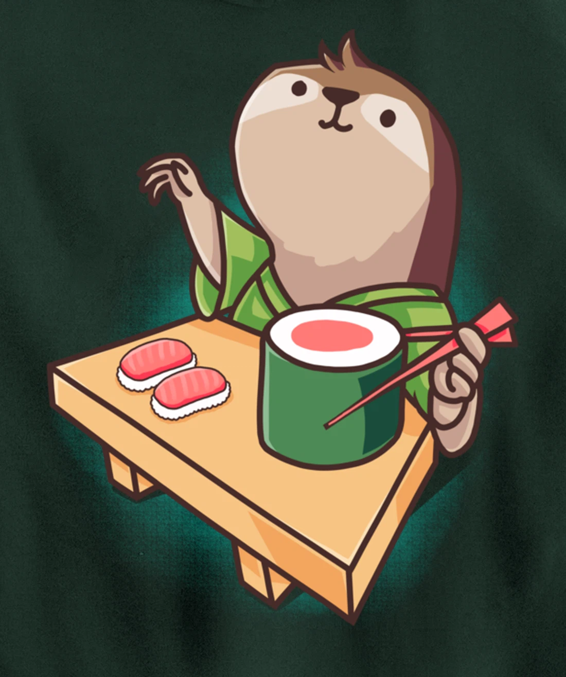 Sushi Sloth Chef Cartoon Animals Japanese Food Sushi Fan Pullover Hoodie