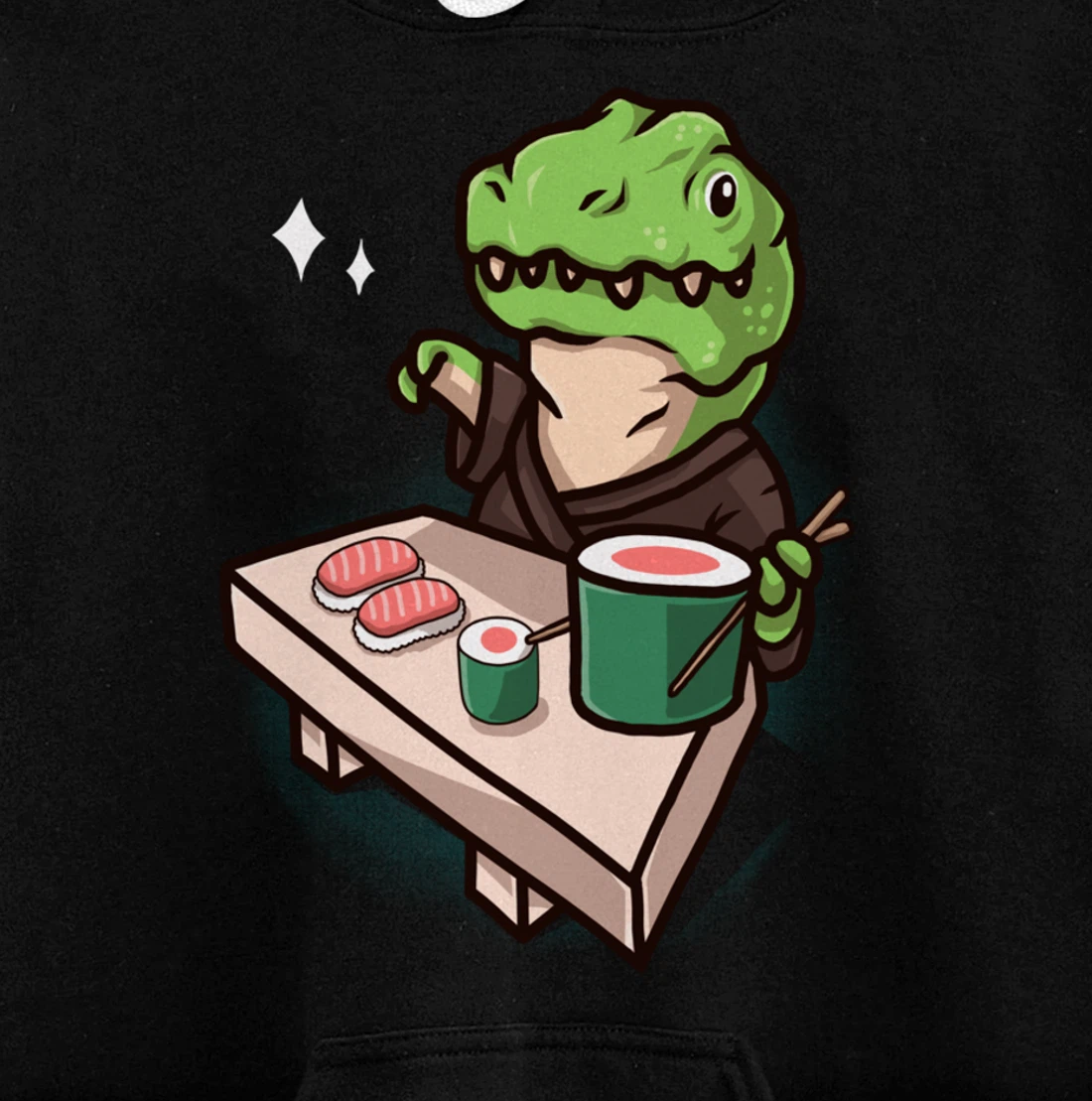 Sushi Dinosaur Chef Cartoon Animal Japanese Food Sushi T-Rex Pullover Hoodie