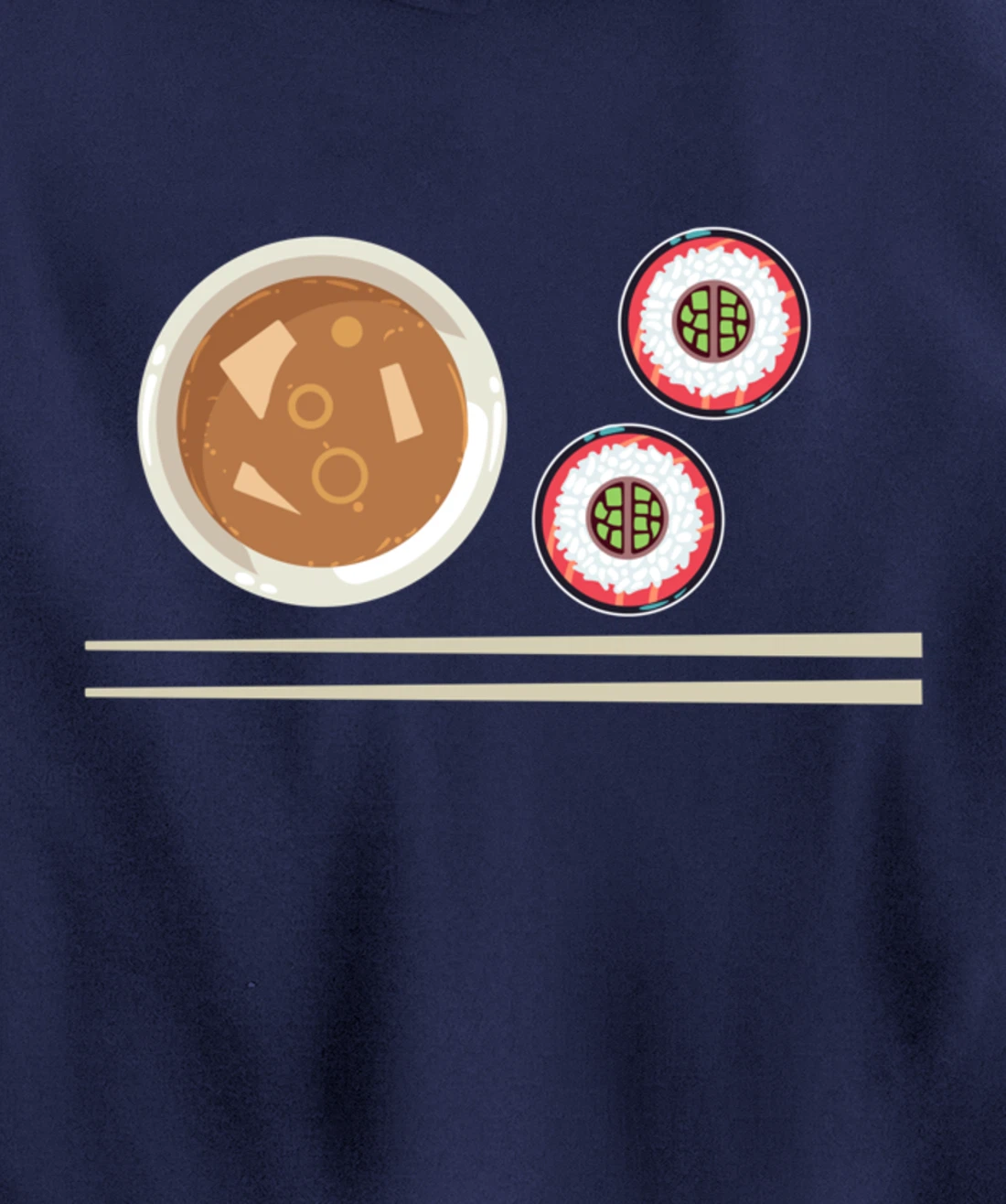 Cute Japanese Noodles Sushi Maki Miso Food Pun Kawaii Pullover Hoodie