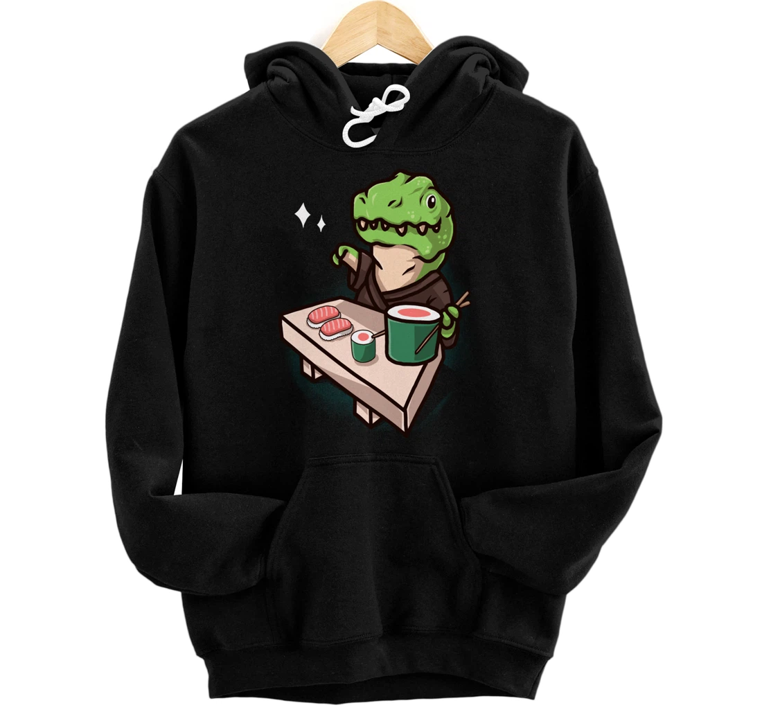 Sushi Dinosaur Chef Cartoon Animal Japanese Food Sushi T-Rex Pullover Hoodie