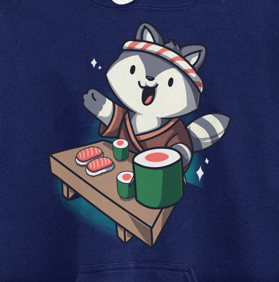 Sushi Chef Raccoon Cartoon Animals Japanese Food Sushi Fan Pullover Hoodie