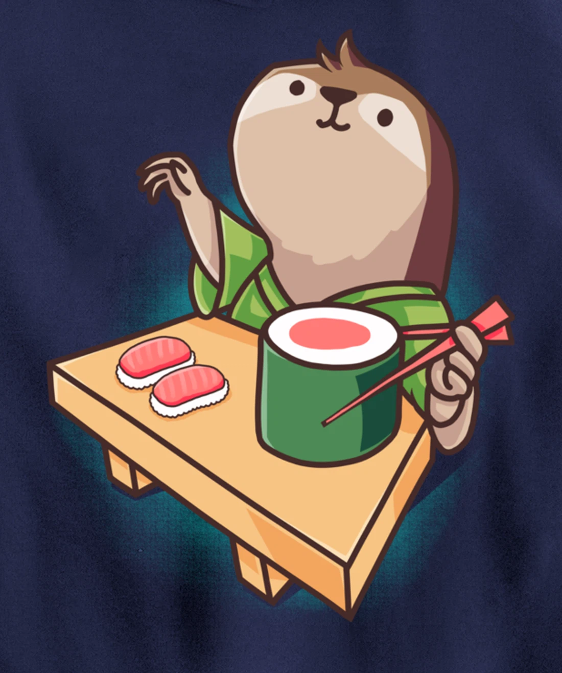 Sushi Sloth Chef Cartoon Animals Japanese Food Sushi Fan Pullover Hoodie