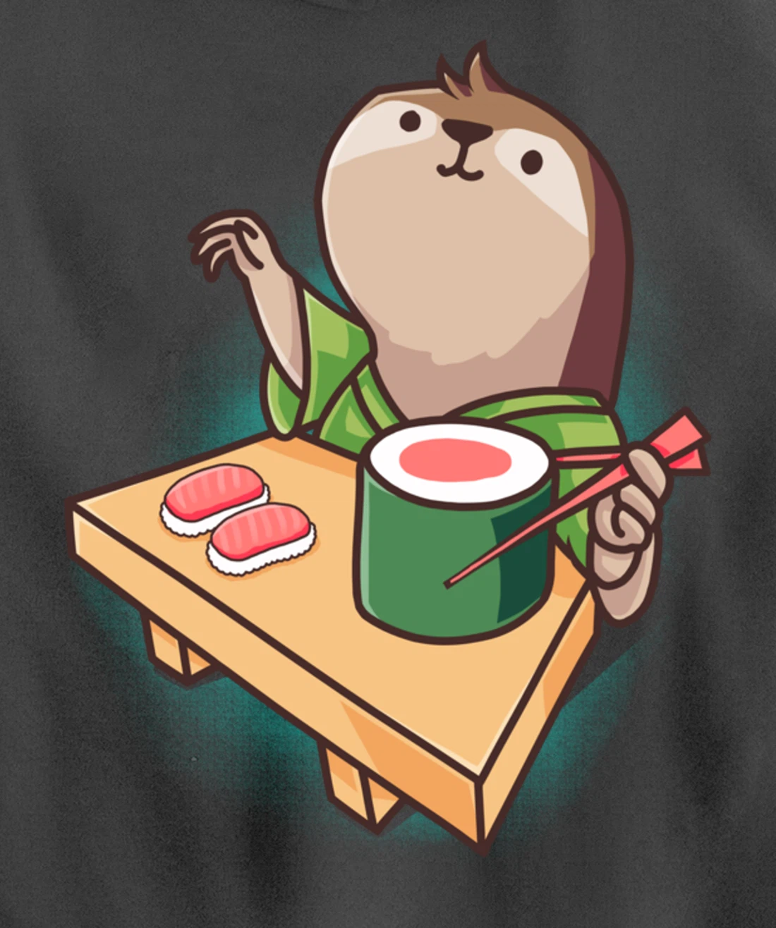 Sushi Sloth Chef Cartoon Animals Japanese Food Sushi Fan Pullover Hoodie