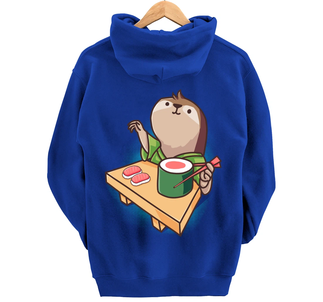Sushi Sloth Chef Cartoon Animals Japanese Food Sushi Fan Pullover Hoodie