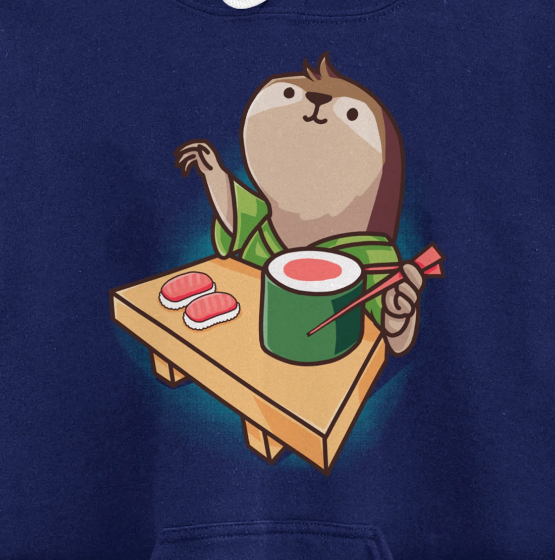 Sushi Sloth Chef Cartoon Animals Japanese Food Sushi Fan Pullover Hoodie