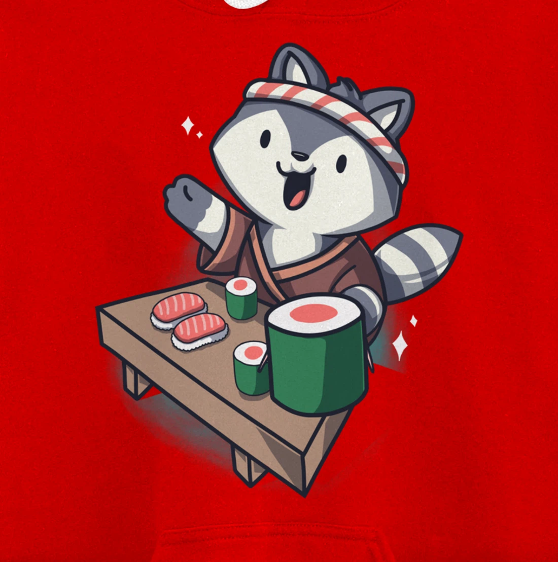 Sushi Chef Raccoon Cartoon Animals Japanese Food Sushi Fan Pullover Hoodie