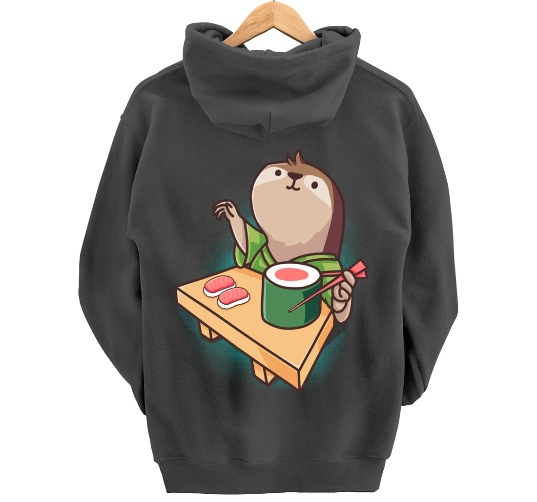 Sushi Sloth Chef Cartoon Animals Japanese Food Sushi Fan Pullover Hoodie