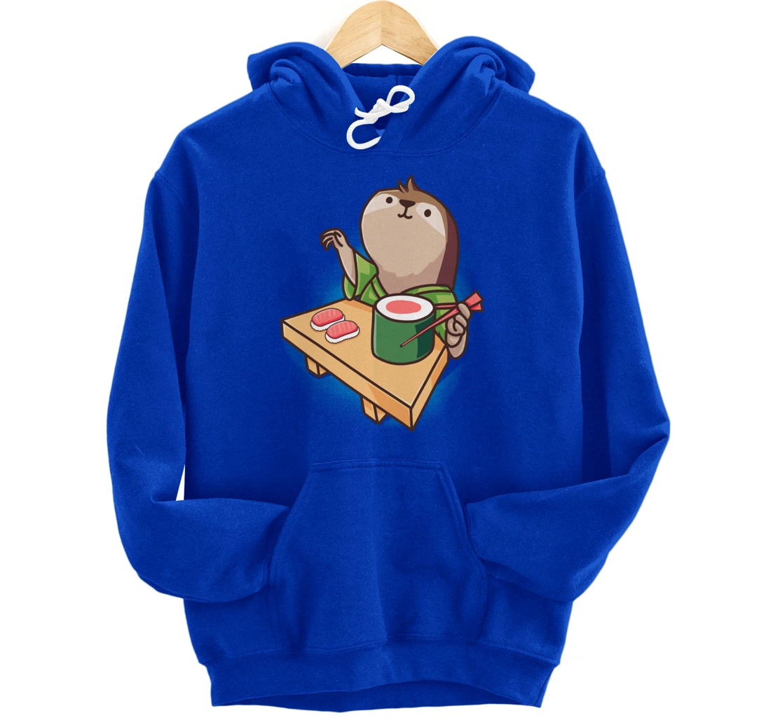 Sushi Sloth Chef Cartoon Animals Japanese Food Sushi Fan Pullover Hoodie