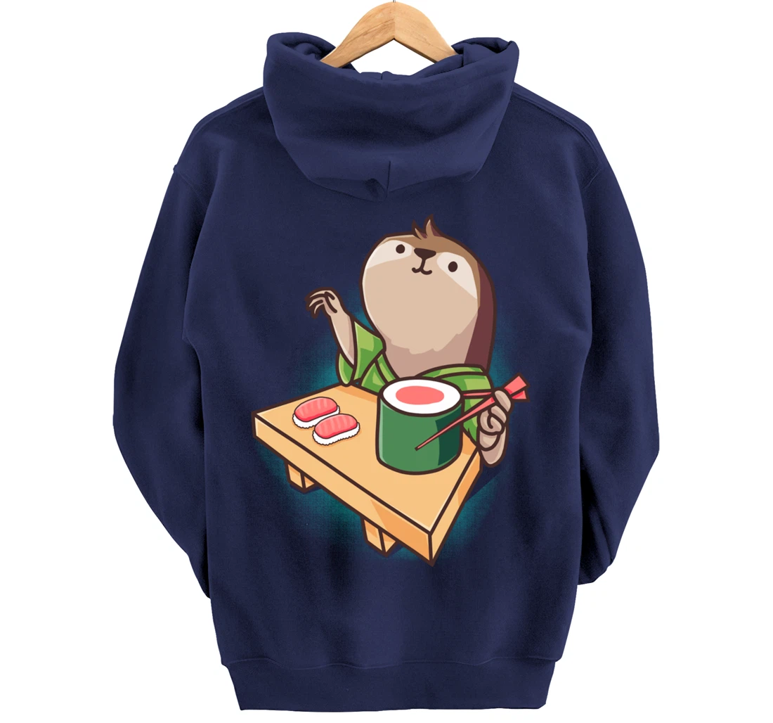 Sushi Sloth Chef Cartoon Animals Japanese Food Sushi Fan Pullover Hoodie